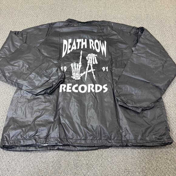 Death Row Records 1991 Jacket Size Large L Black Windbreaker LA HIP HOP Y2K Rap - Picture 7 of 13